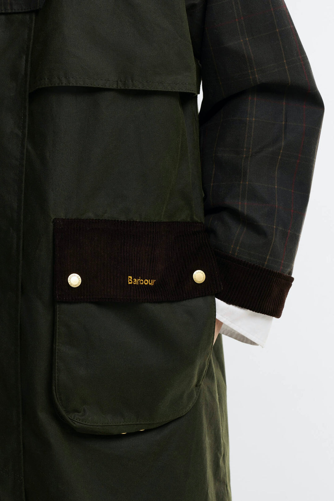 Barbour Check Kirklees Wax Jacket Olive