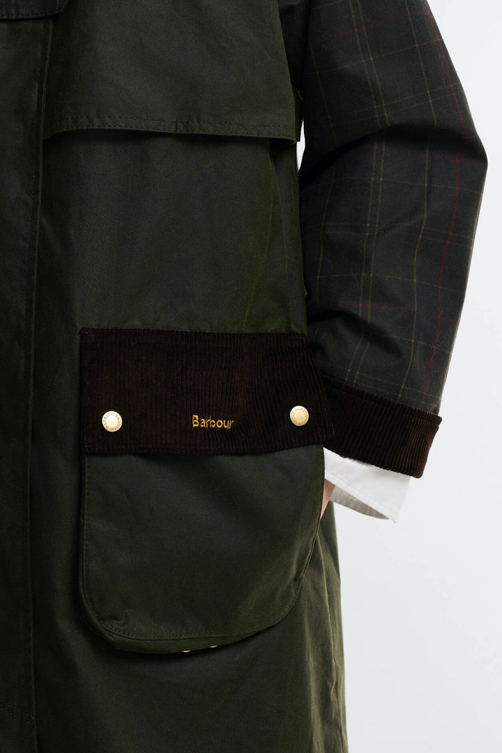 Barbour Check Kirklees Wax Jacket Olive