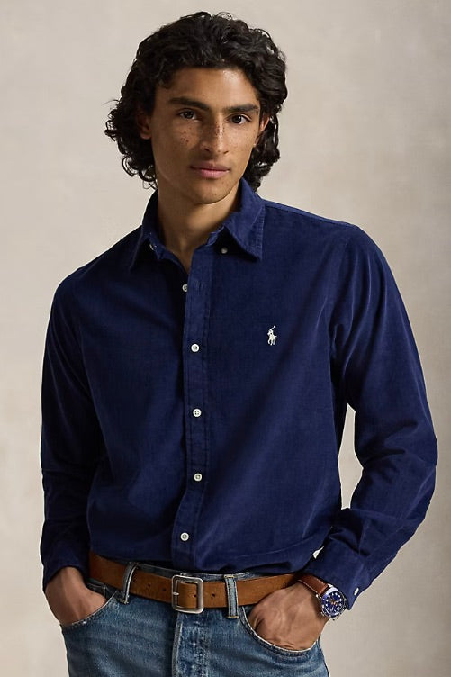 Custom Fit Corduroy Shirt Newport Navy