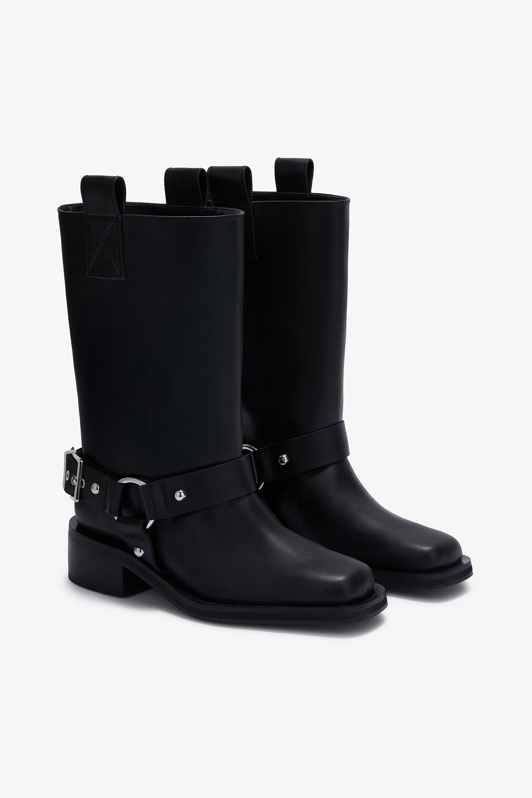 Mid Shaft Biker Boots Black