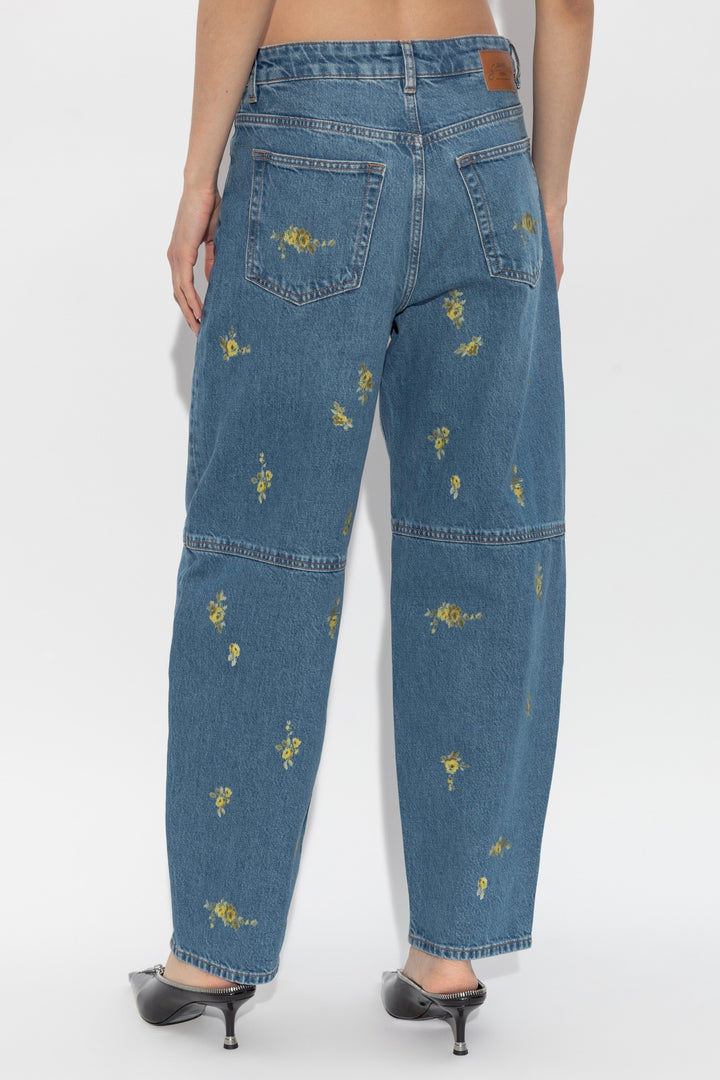 Printed Flower Denim Stary Jeans