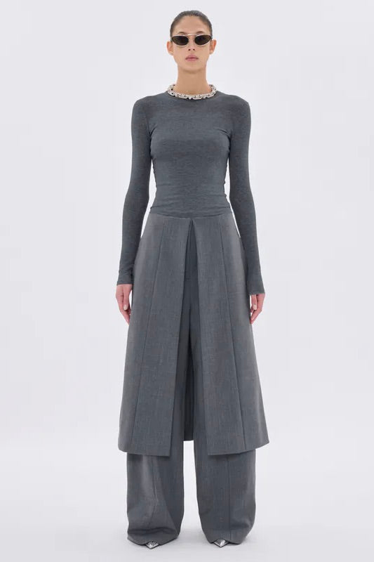 Elisabetta Tailored Wool Trousers Grey Melange