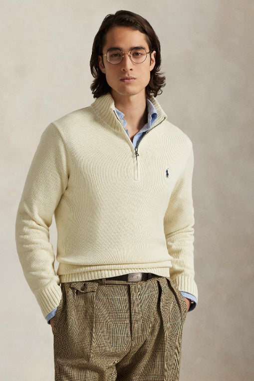 POLO RALPH LAUREN Cotton Quarter-Zip Jumper Andover Cream - Dale