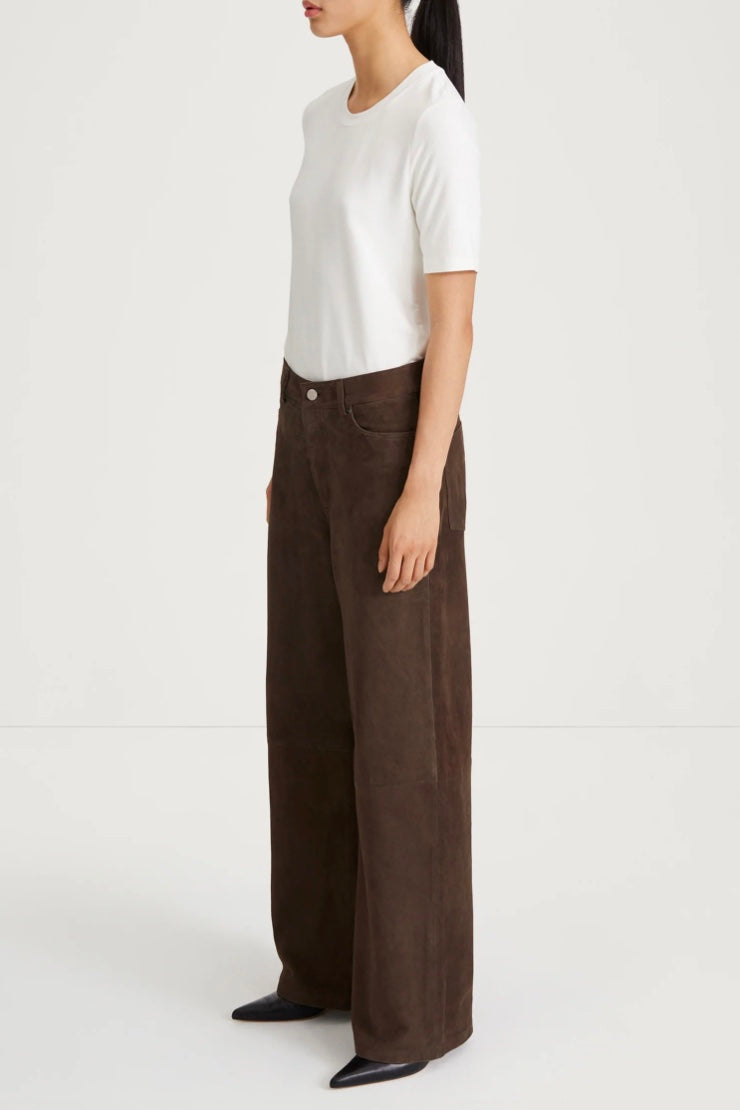 Victory Suede Trousers Pebble Brown