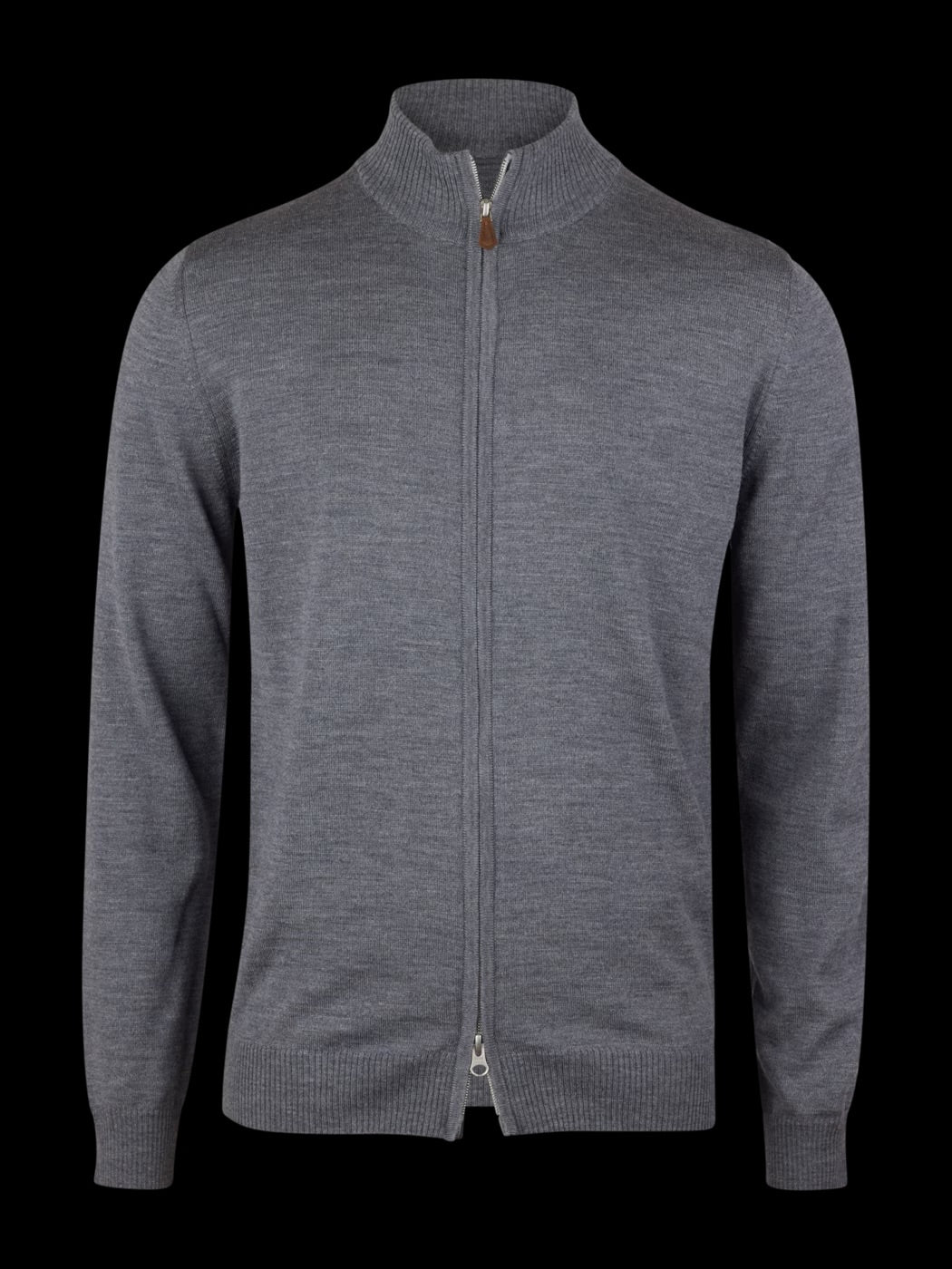 Merino Wool Zip Cardigan Grey