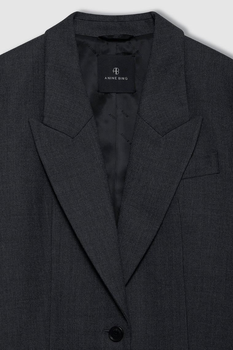 Ross Single-Breasted Blazer Dark Heather Grey