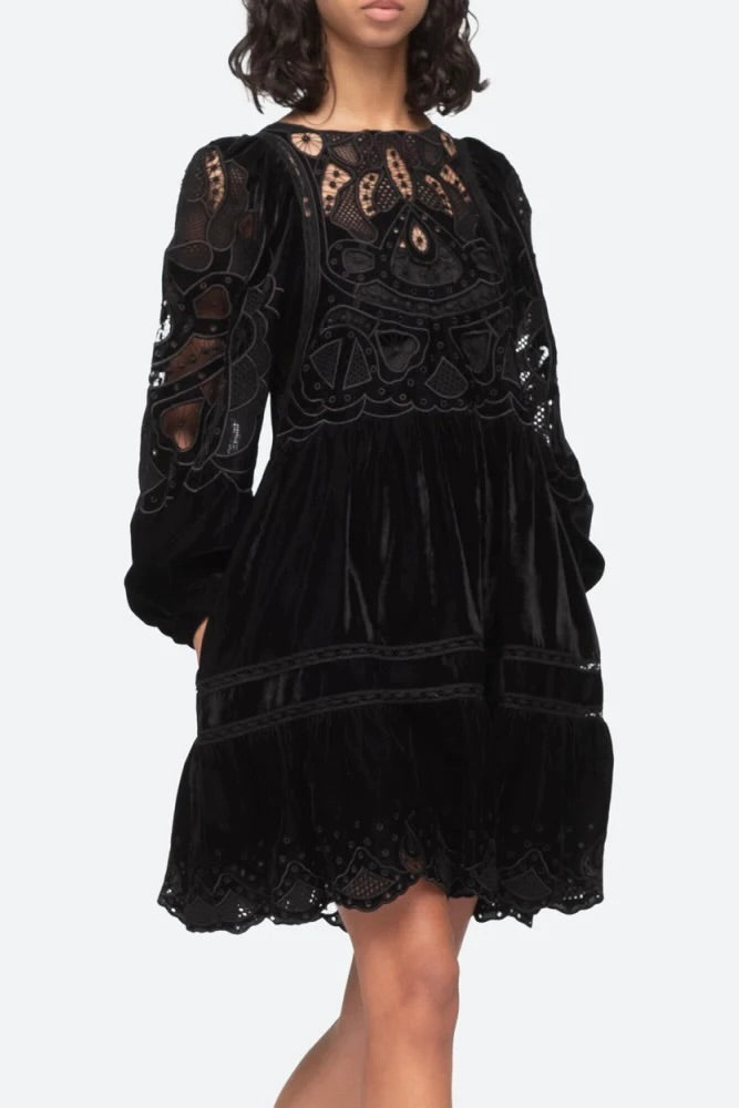 ELIANA EMBROIDERY LONG SLEEVE DRESS