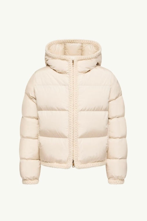 Evocateur Hooded Short Down Jacket Light Beige
