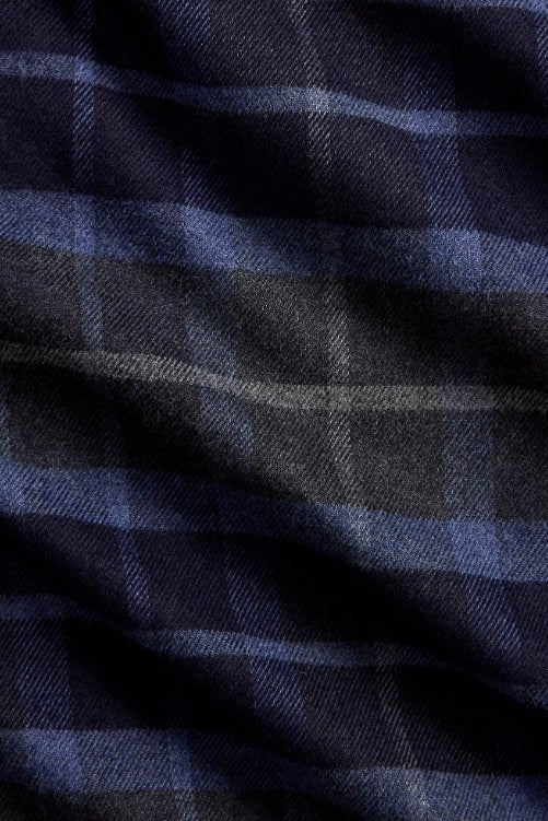 Classic Fit Plaid Twill Workshirt Navy/Grey Heather