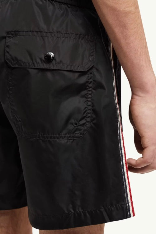 Tricolour-Trimmed Swim Shorts Black