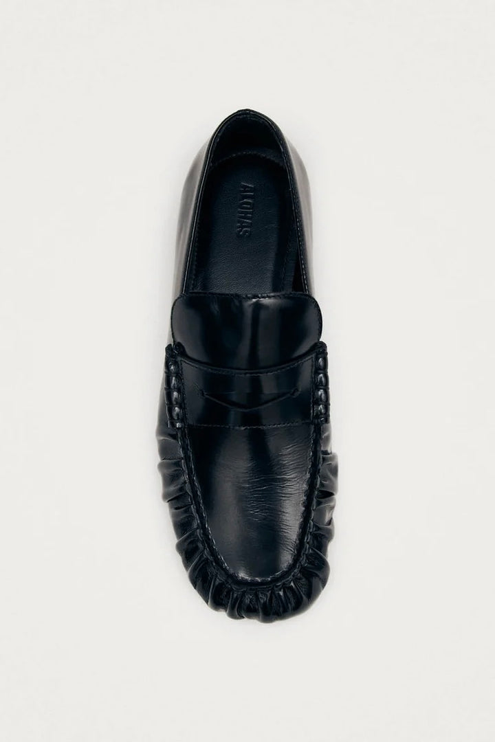 Aven Black Leather Loafers