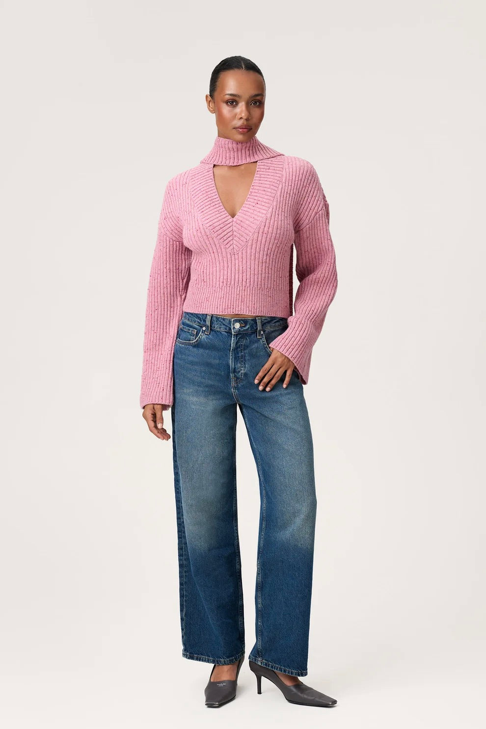 Thun Cropped Sweater Pink Melange
