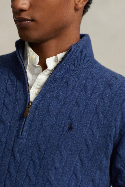 Cable-Knit Wool-Cashmere Jumper Rustic Navy Heather