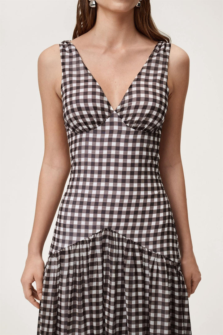 Toulouse Dress Brown Gingham