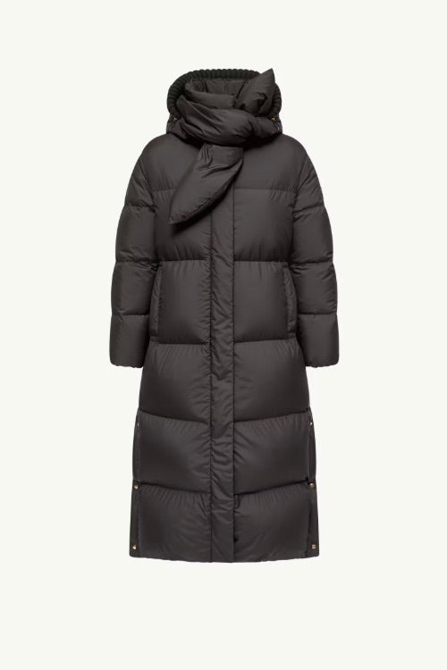 MONCLER Ornement Hooded Long Down Jacket Black - Dale