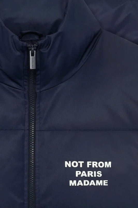 Slogan Sleeveless Down Vest Navy