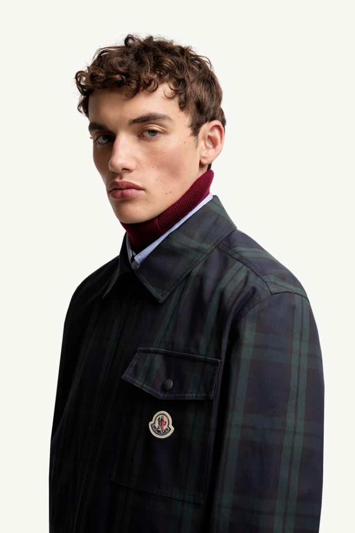 Checked Cotton Gabardine Long Sleeve Shirt