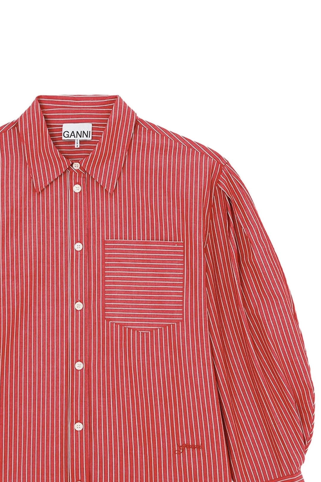 Oxford Stripe Pleated Sleeve Shirt High Risk Red