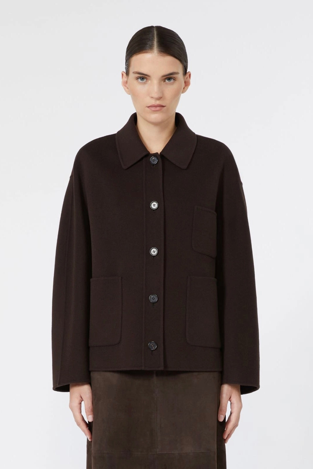 Wool Broadcloth Jacket Brown