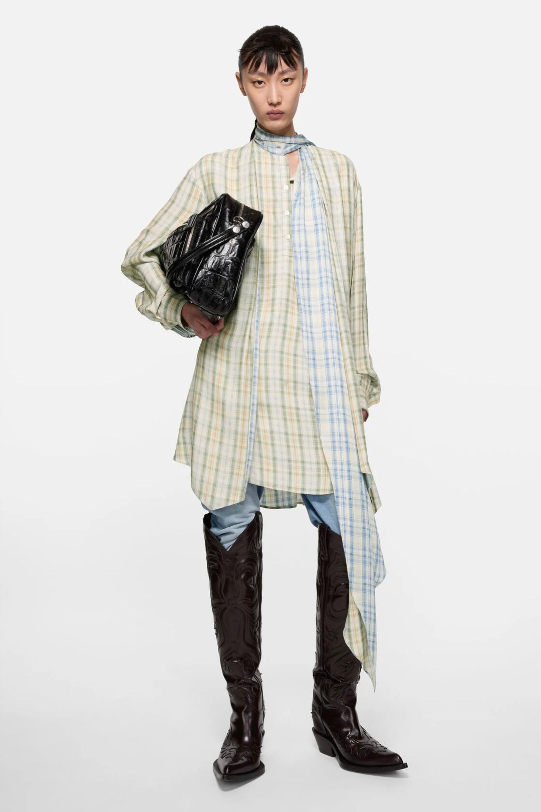 Check Tunic Dress Green/Blue