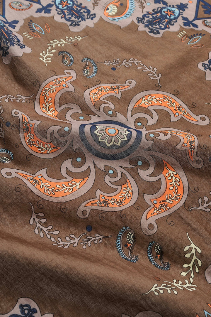 Pippa Scarf Brown Paisley Print