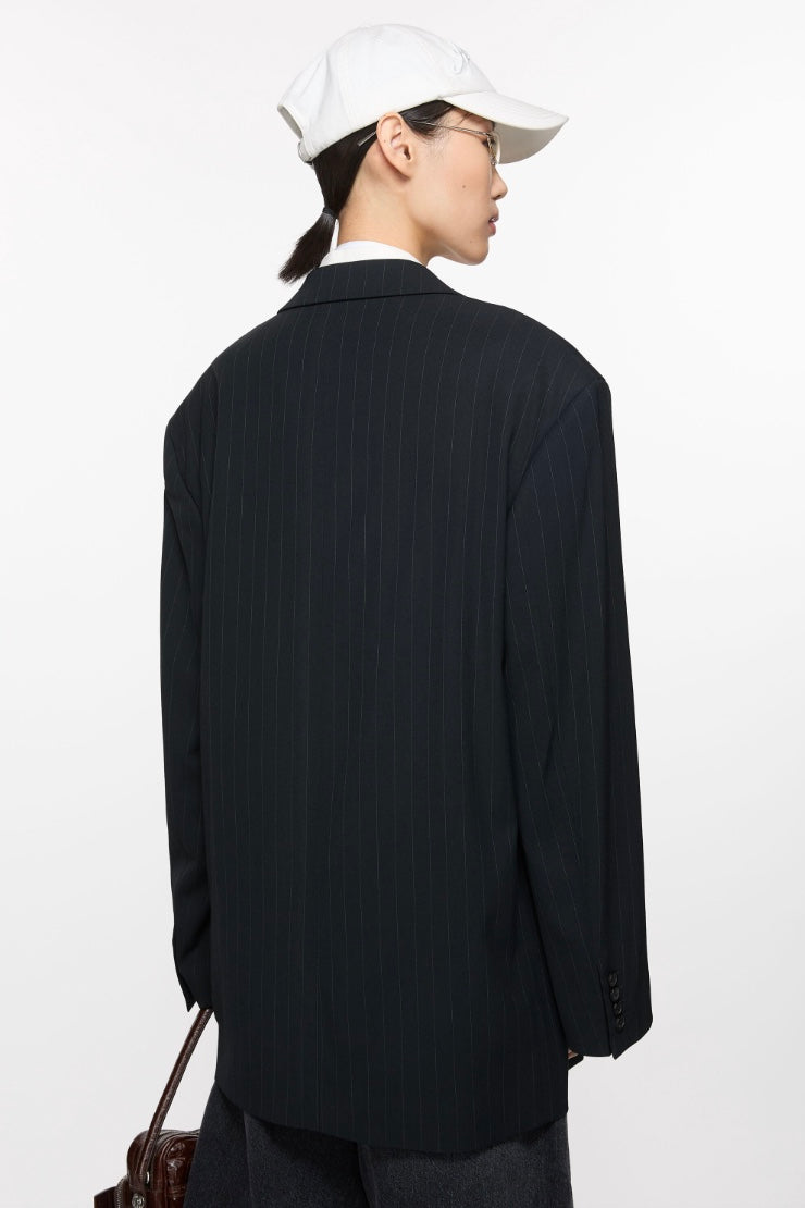 Single Breasted Suit Jacket Navy Blue