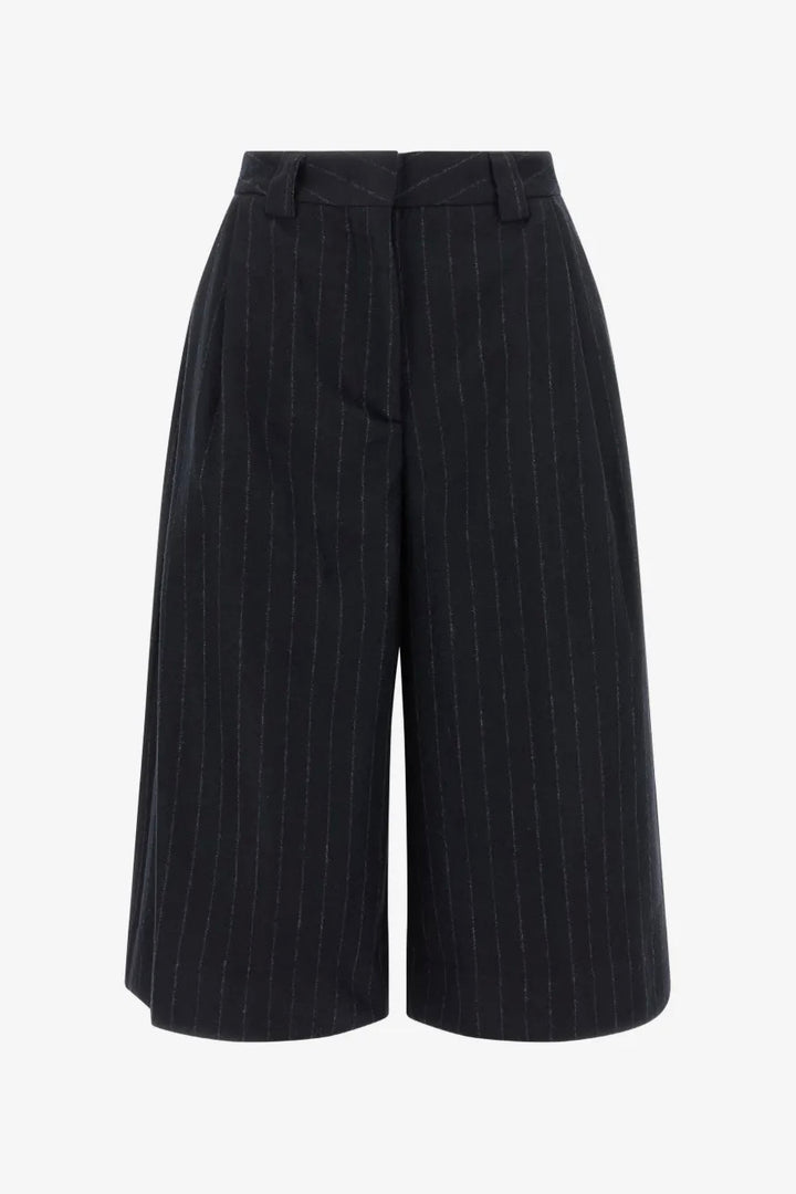 Dakota Pinstripe Wool Bermuda Shorts Night Blue