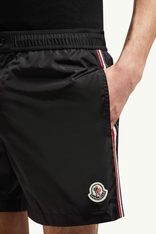 Tricolour-Trimmed Swim Shorts Black
