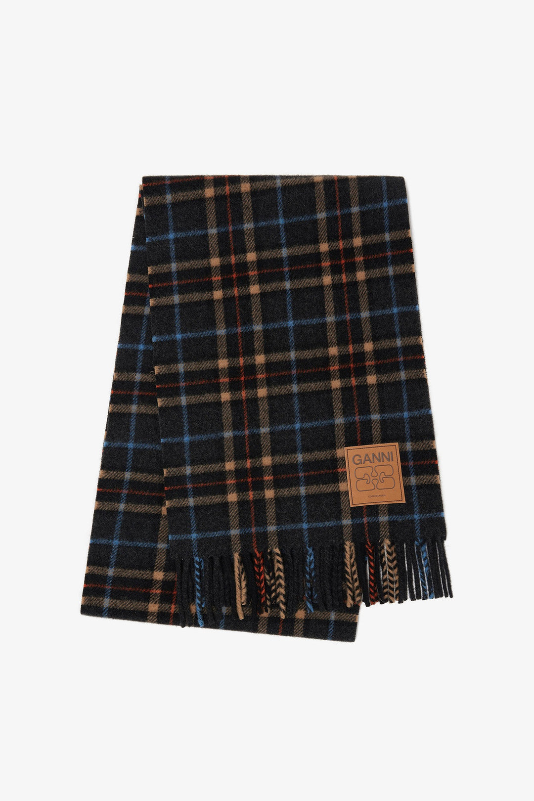 GANNI Double Face Wool Check Scarf - Dale