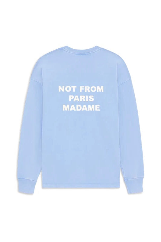 Washed Long Sleeve Slogan T-shirt Blue