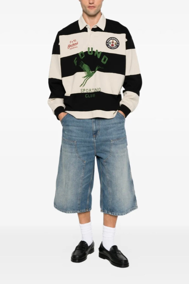 Bird Logo Rugby Shirt Offwhite/Faded Black