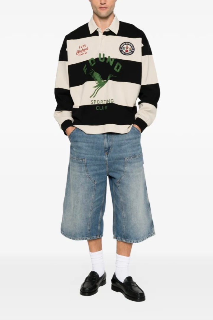 Bird Logo Rugby Shirt Offwhite/Faded Black