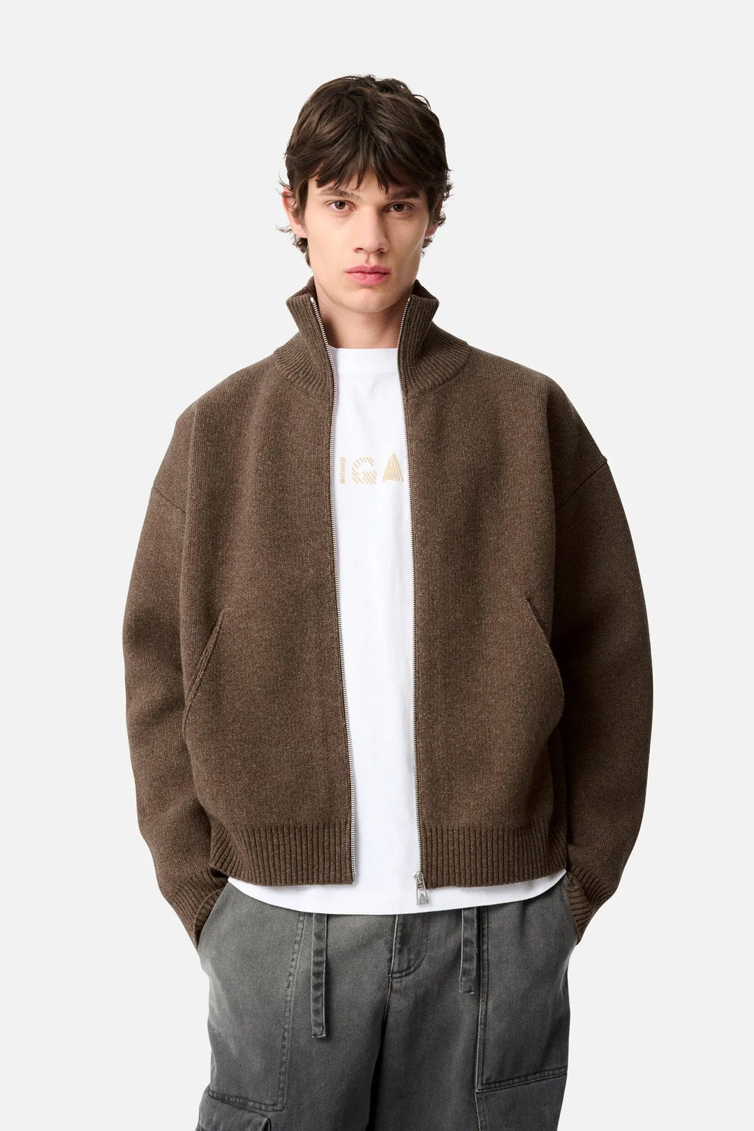 Core Zip-Up Sweater Dark Brown