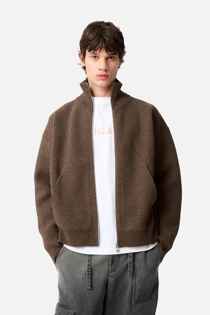 Core Zip-Up Sweater Dark Brown