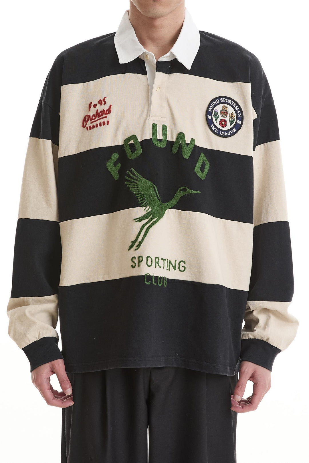 Bird Logo Rugby Shirt Offwhite/Faded Black