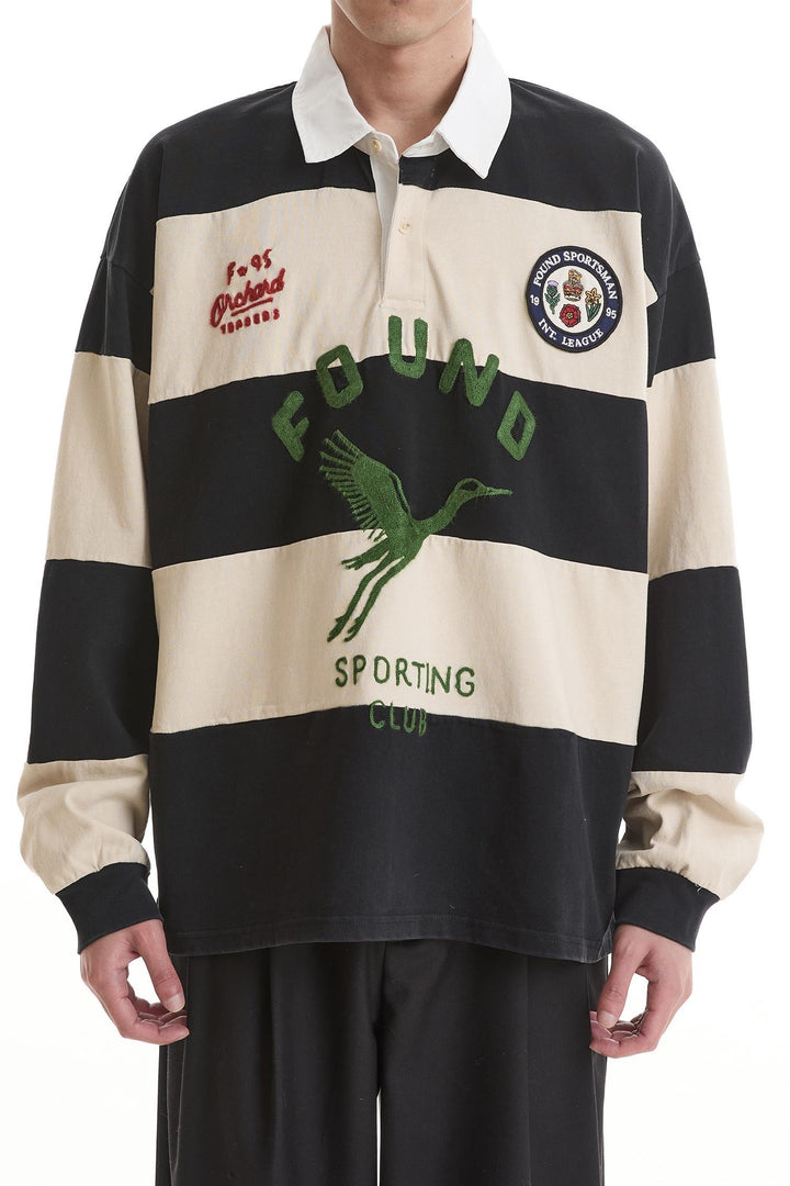 Bird Logo Rugby Shirt Offwhite/Faded Black