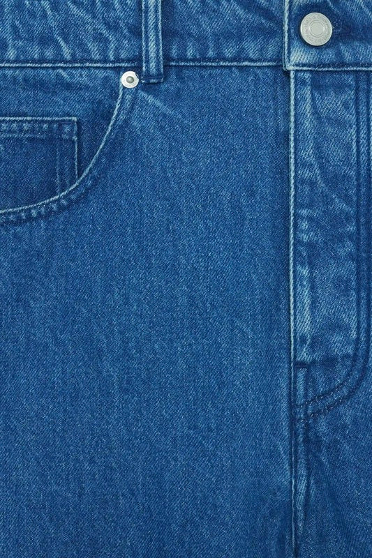 Straight Stonewash Blue Cotton Jeans