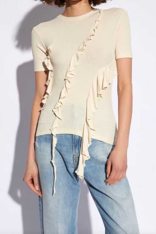 Ribbed Ruffled T-shirt