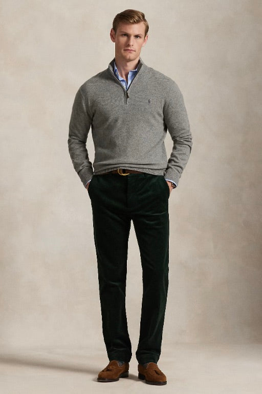 Wool Quarter-Zip Jumper Fawn Grey Heather