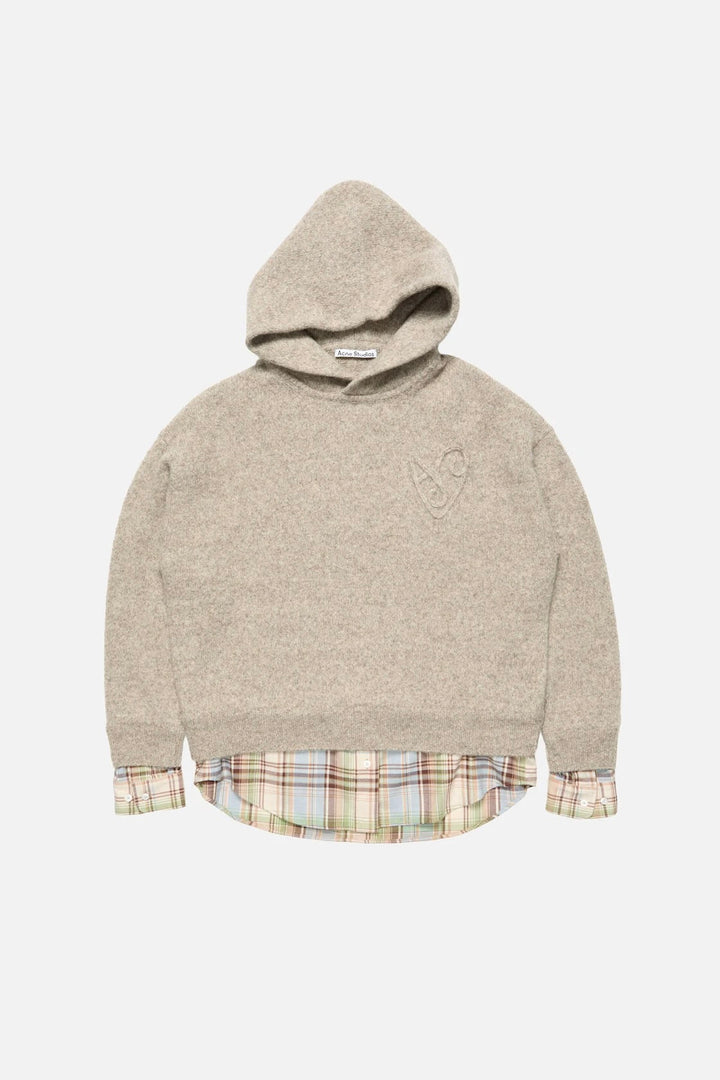 Layered Knit Hoodie Medium Beige
