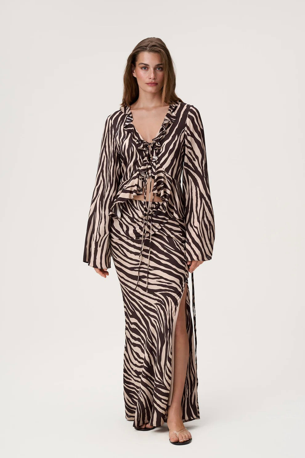 Elba Maxi Skirt Brown Zebra