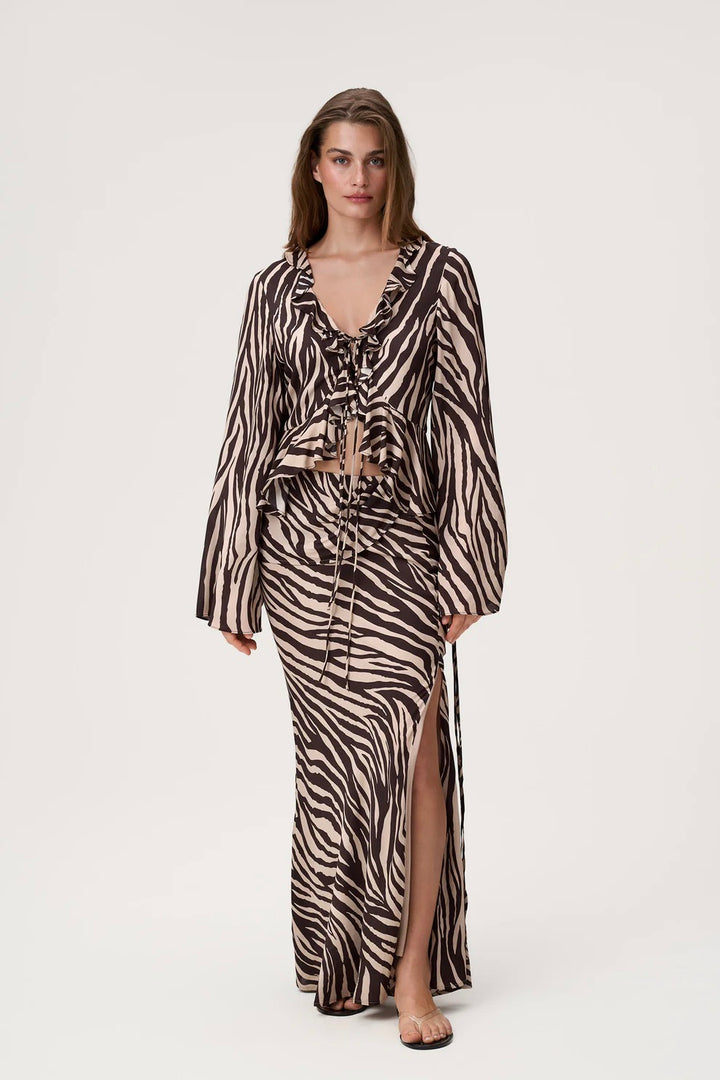 Elba Maxi Skirt Brown Zebra
