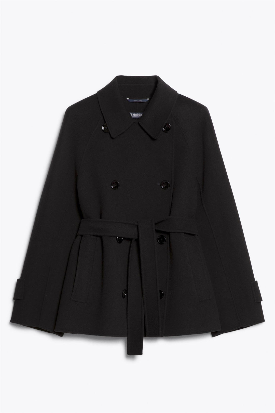 Louis Short Wool Trench Coat Black