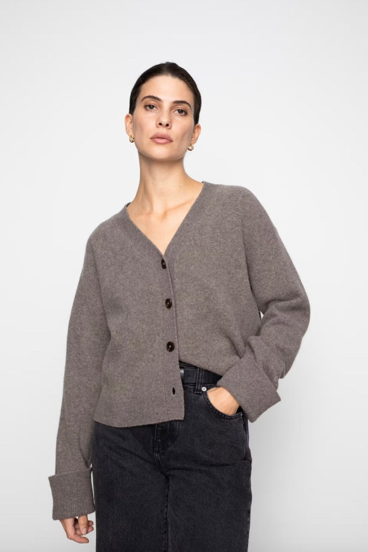 Aria Knit Cardigan Dark Taupe