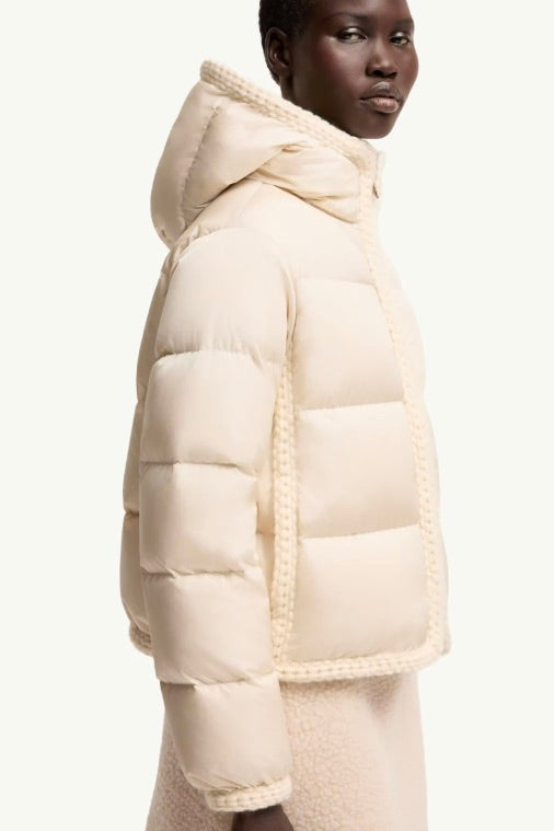 Evocateur Hooded Short Down Jacket Light Beige