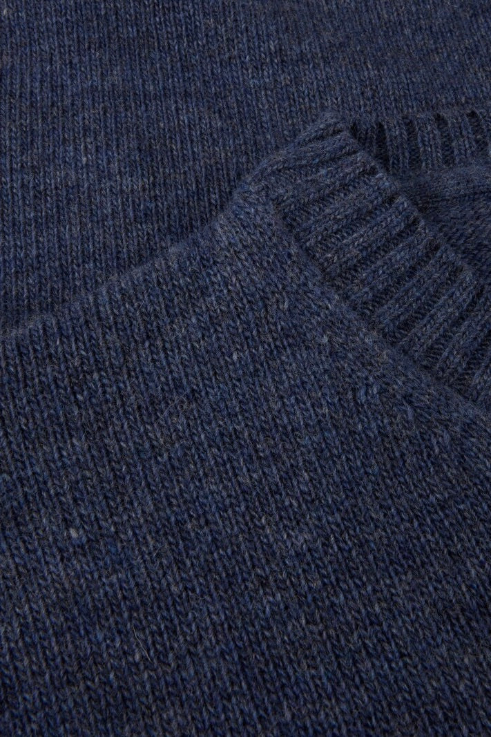 Pullover Knitted Crew Neck Carded Merino Wool Dark Blue