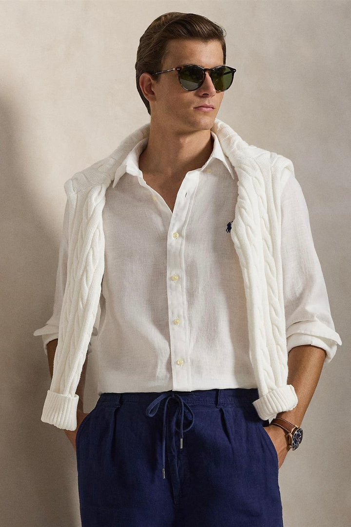 Custom Fit Linen Shirt White