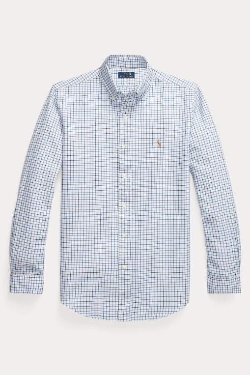 Custom Fit Tattersall Oxford Shirt White/Blue Multi