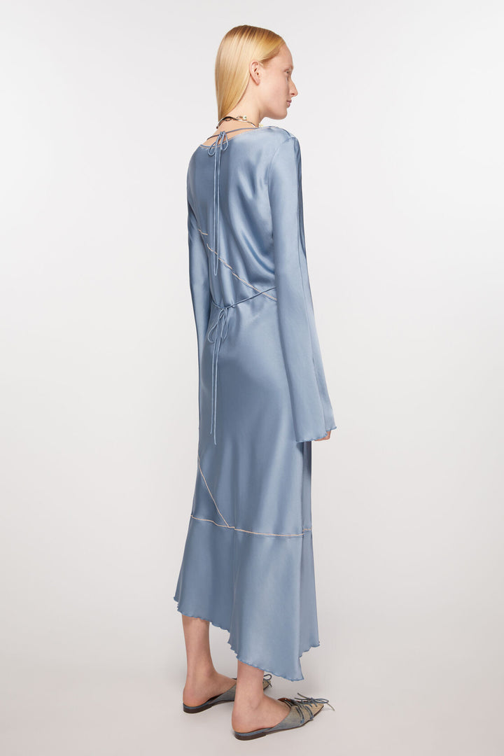 SATIN LONG DRESS - DUSTY BLUE