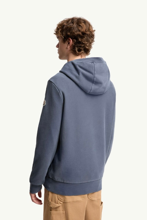 MONCLER Rowing Logo Cotton Hoodie Cobalt Blue - Dale
